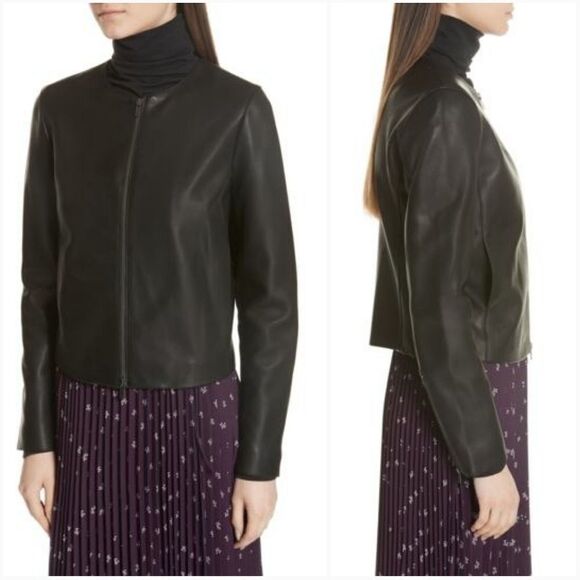 Vince Collarless Leather Jacket Size Sm - Picture 8 of 8